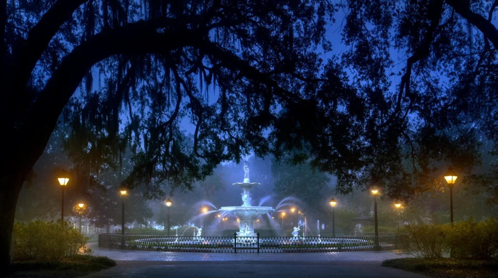 forsyth fountain at night